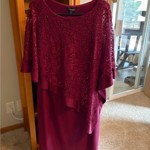 Roz & Ali Asymmetrical Dress in Deep Red.